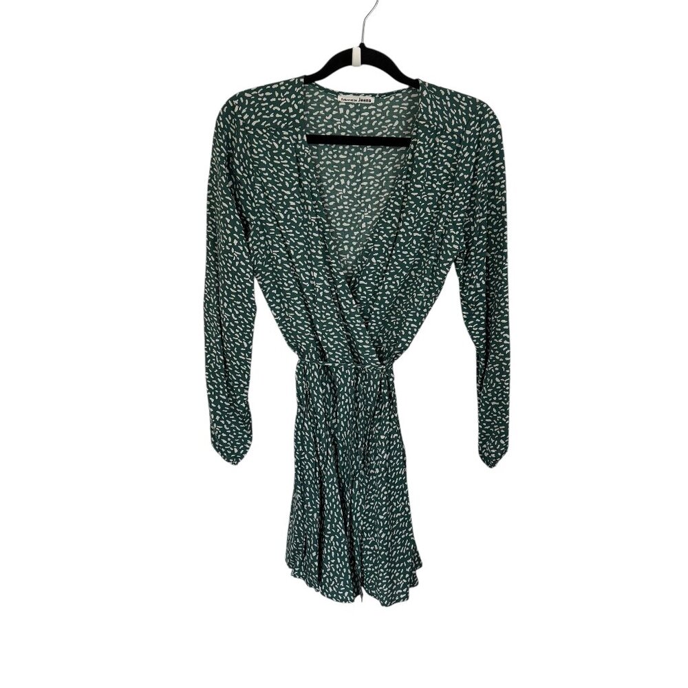 Reformation Jeans Green Animal Abstract Shape Print Wrap Dress Size M NWOT